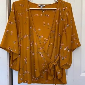 Mustard yellow kimono style top